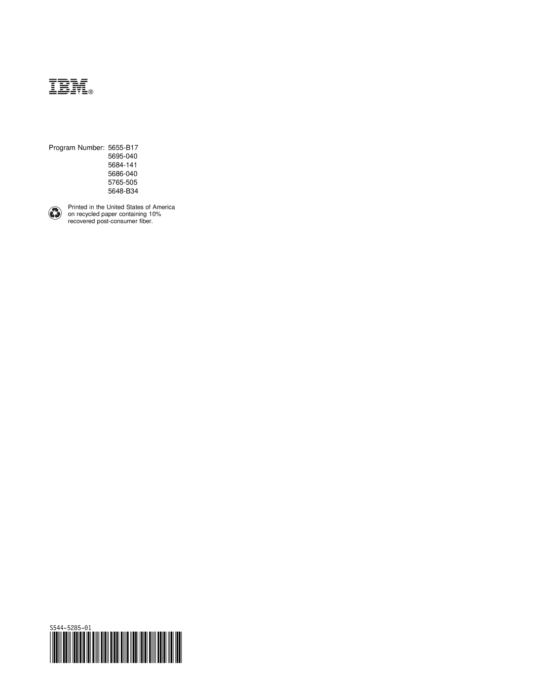 IBM S544-5285-01 manual Ibm 