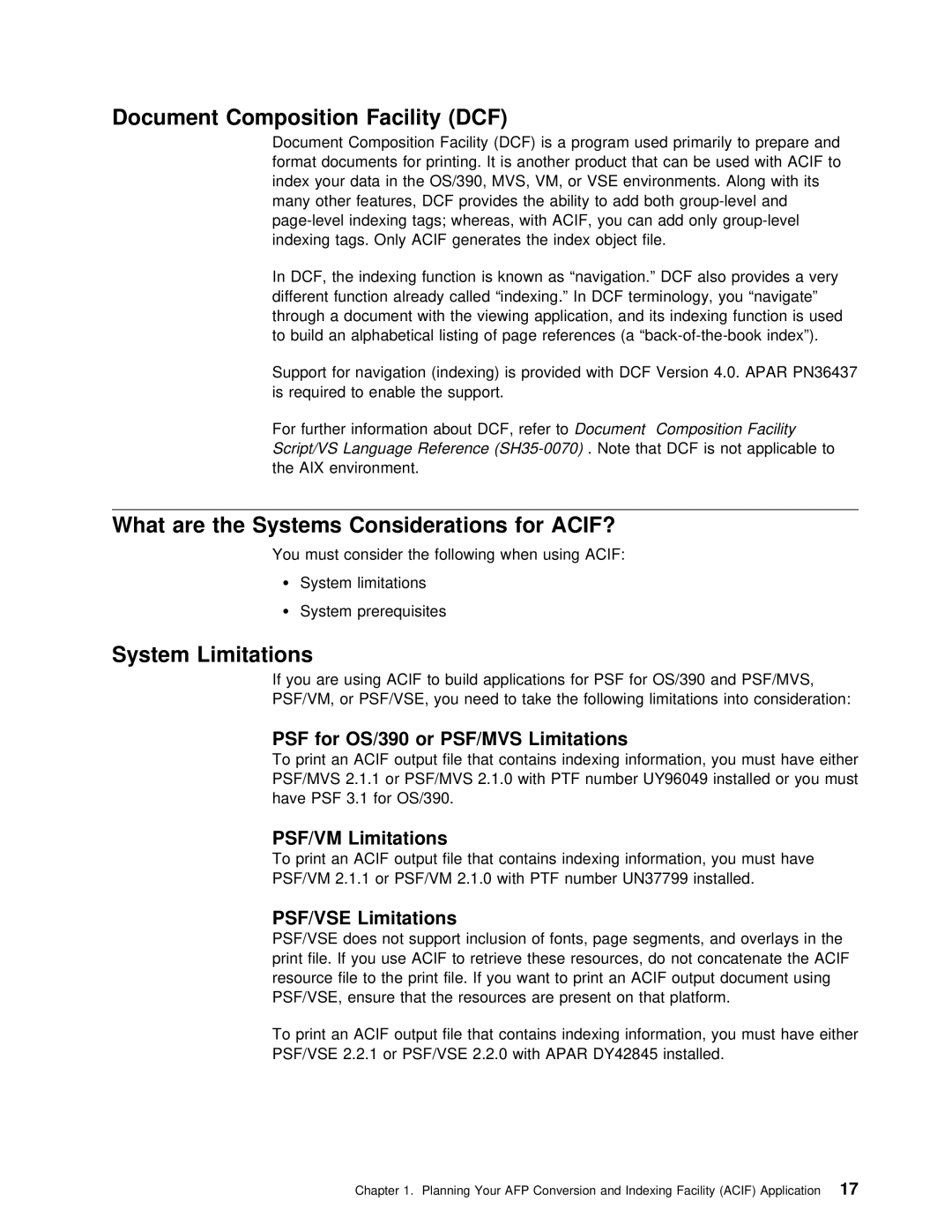 IBM S544-5285-01 manual For, System Limitations, Considerations, Psf 