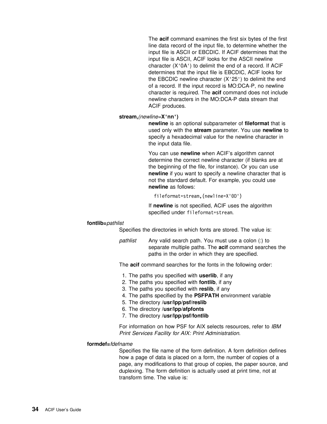 IBM S544-5285-01 manual Stream, newline=X nn, Ifnewline, Fontlib= pathlist, Formdef= fdefname 