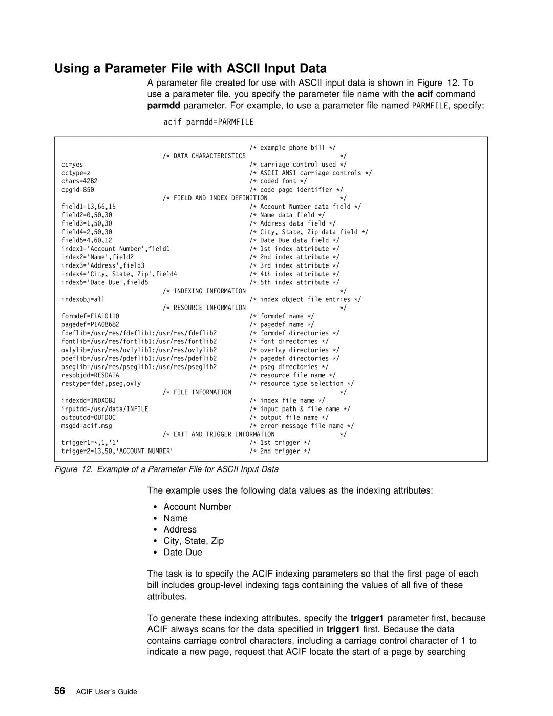 IBM S544-5285-01 manual File With, Parmdd, Example of a Parameter File for Ascii Input Data 