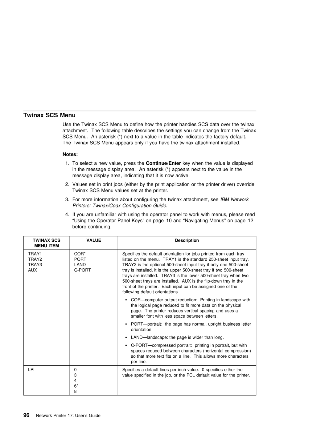 IBM S544-5343-03 manual Twinax SCS Menu, Scs, TRAY3 Land TRAY2, AUX Port 