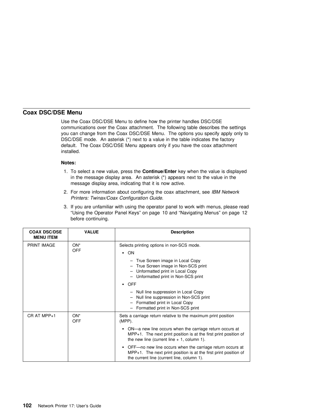 IBM S544-5343-03 manual Coax DSC/DSE Menu, Dsc/Dse, Print Image, MPP+1 