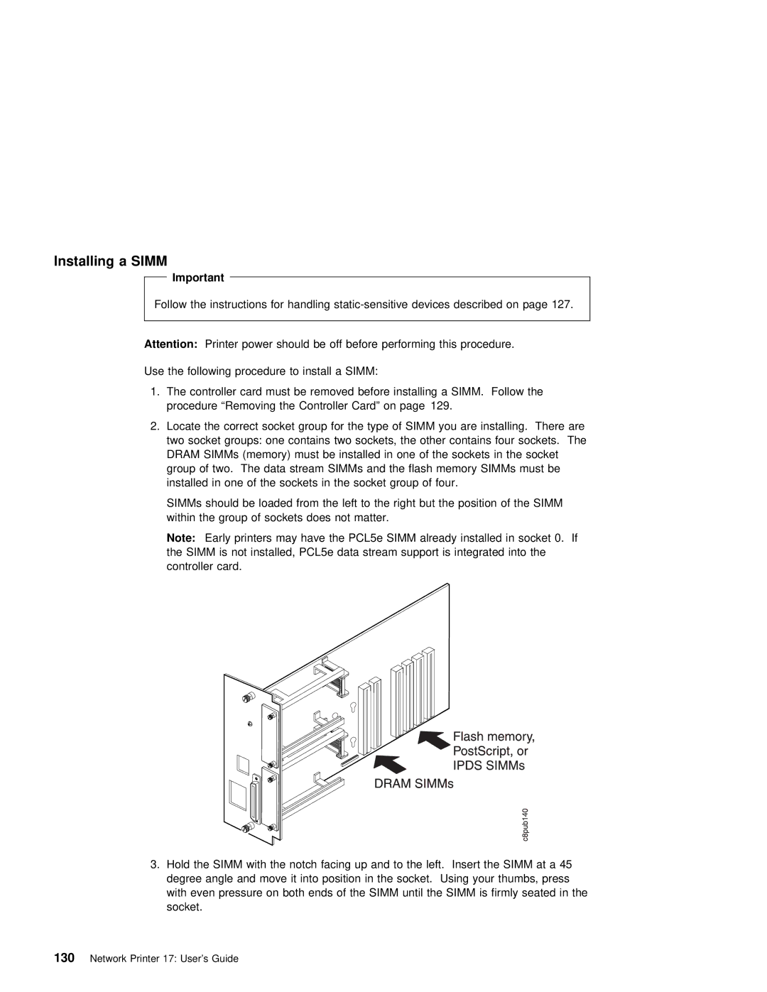 IBM S544-5343-03 manual Installing a Simm, Dram 