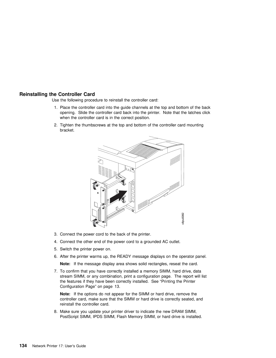 IBM S544-5343-03 manual Reinstalling the Controller Card, Simm 