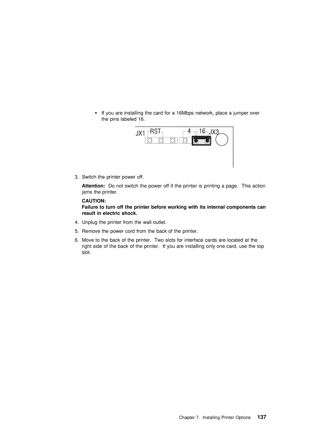 IBM S544-5343-03 manual Installing Printer Options137 