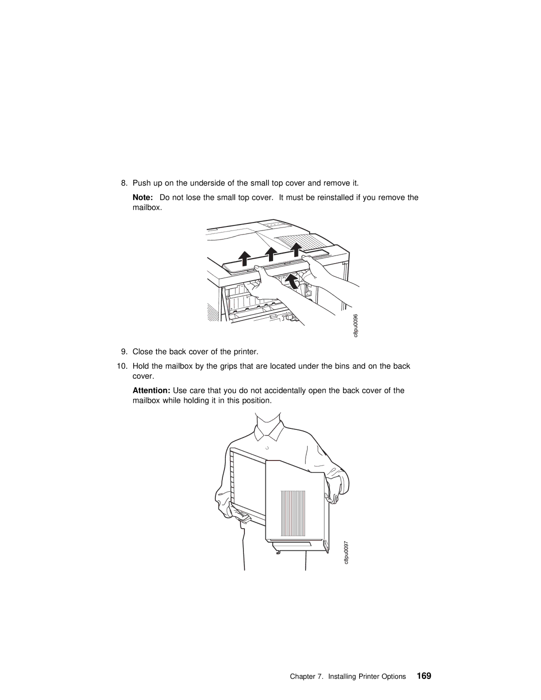 IBM S544-5343-03 manual Installing Printer Options169 