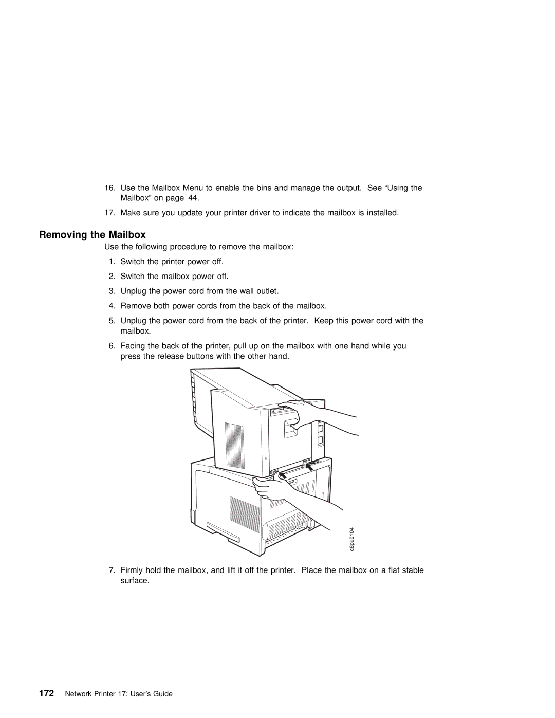 IBM S544-5343-03 manual Removing the Mailbox 