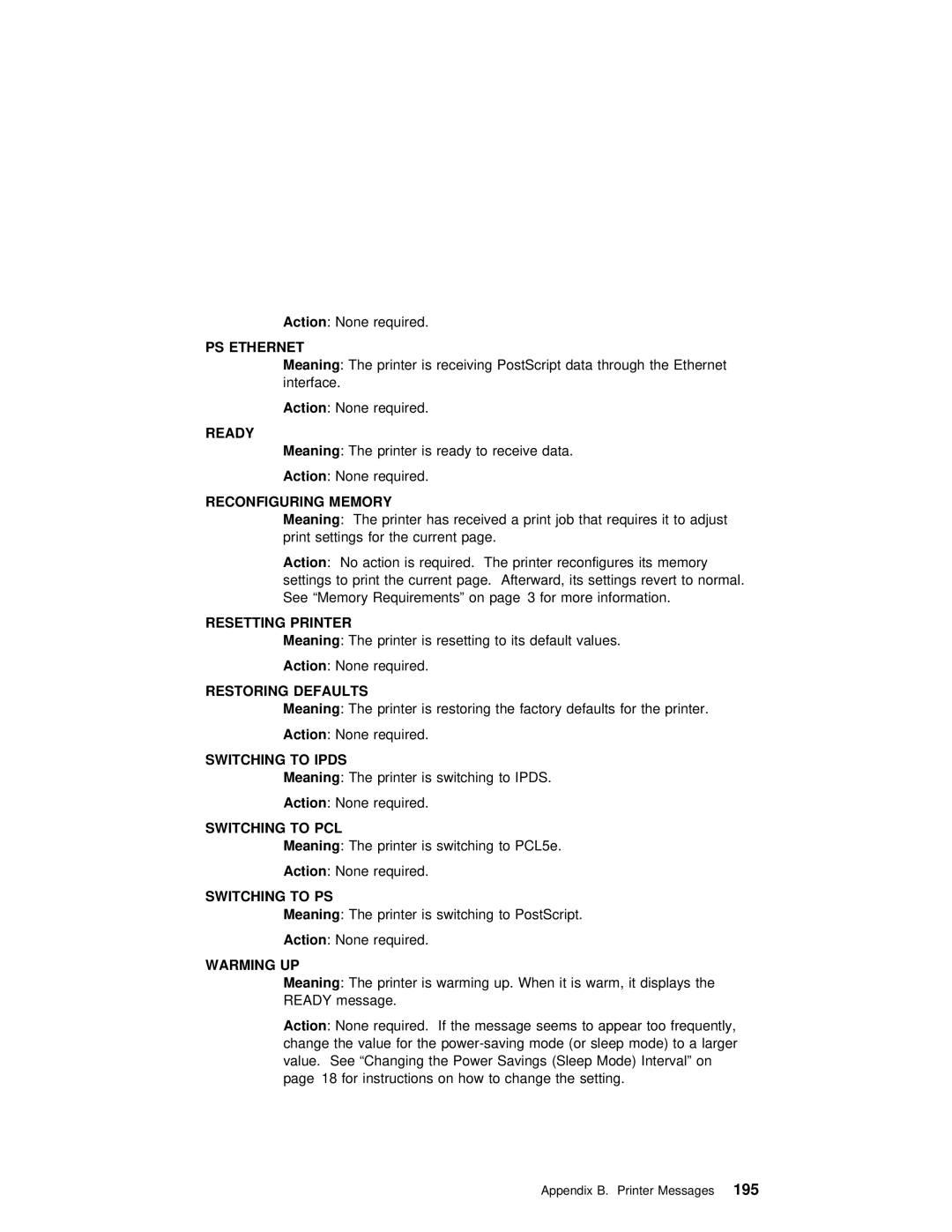 IBM S544-5343-03 manual Ready, Defaults 