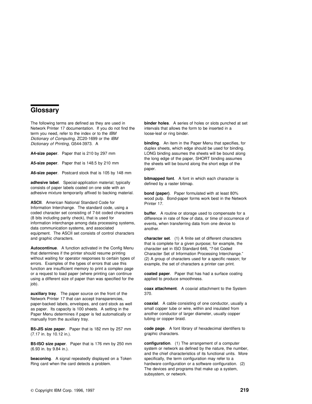 IBM S544-5343-03 manual Glossary, Ascii 