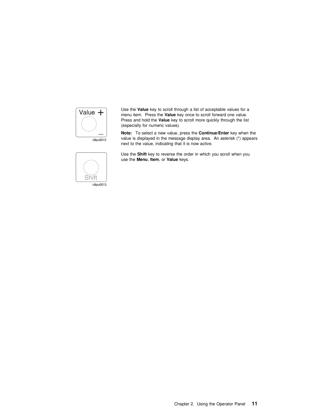 IBM S544-5343-03 manual Key Scroll Through List Acceptable values for a Menu Press 