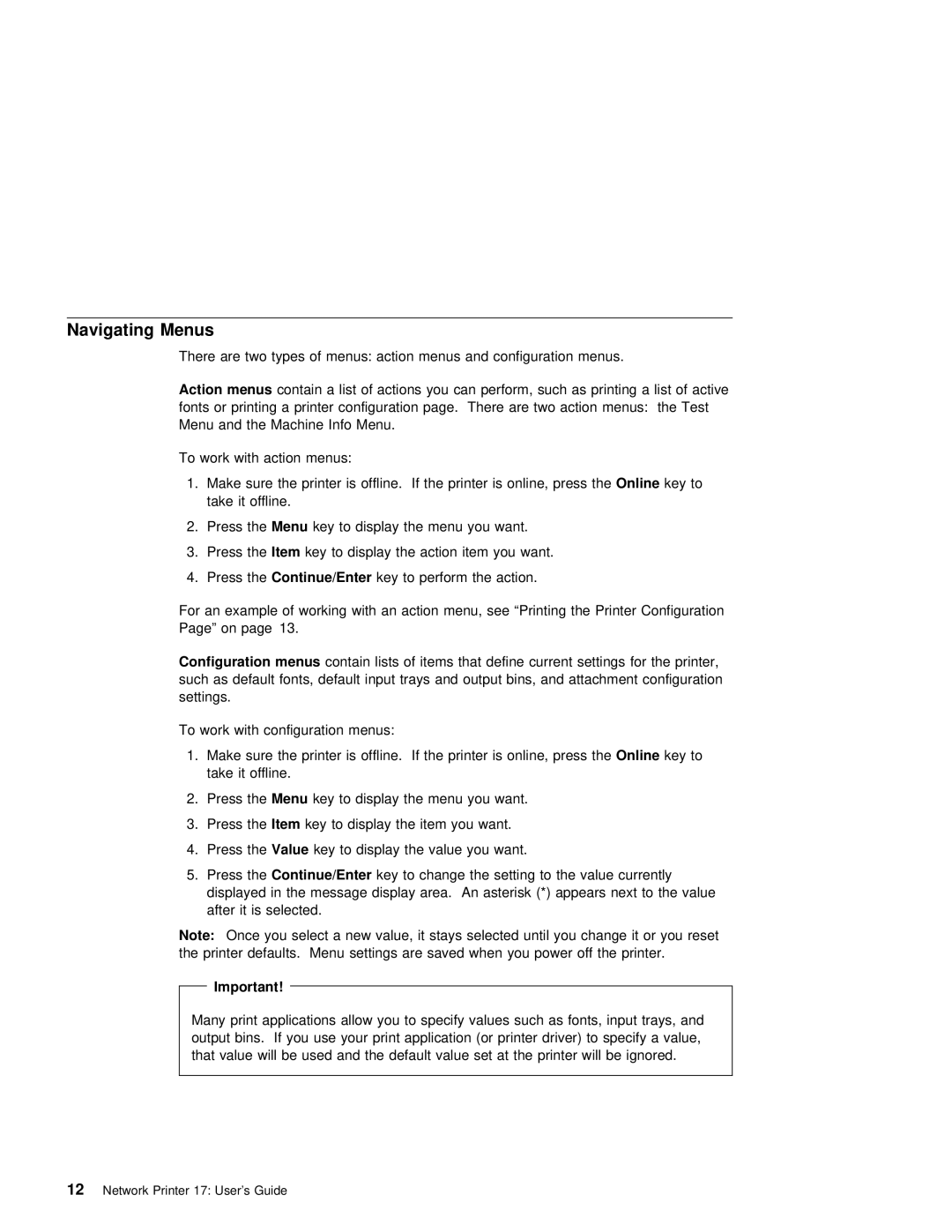 IBM S544-5343-03 manual Navigating Menus 