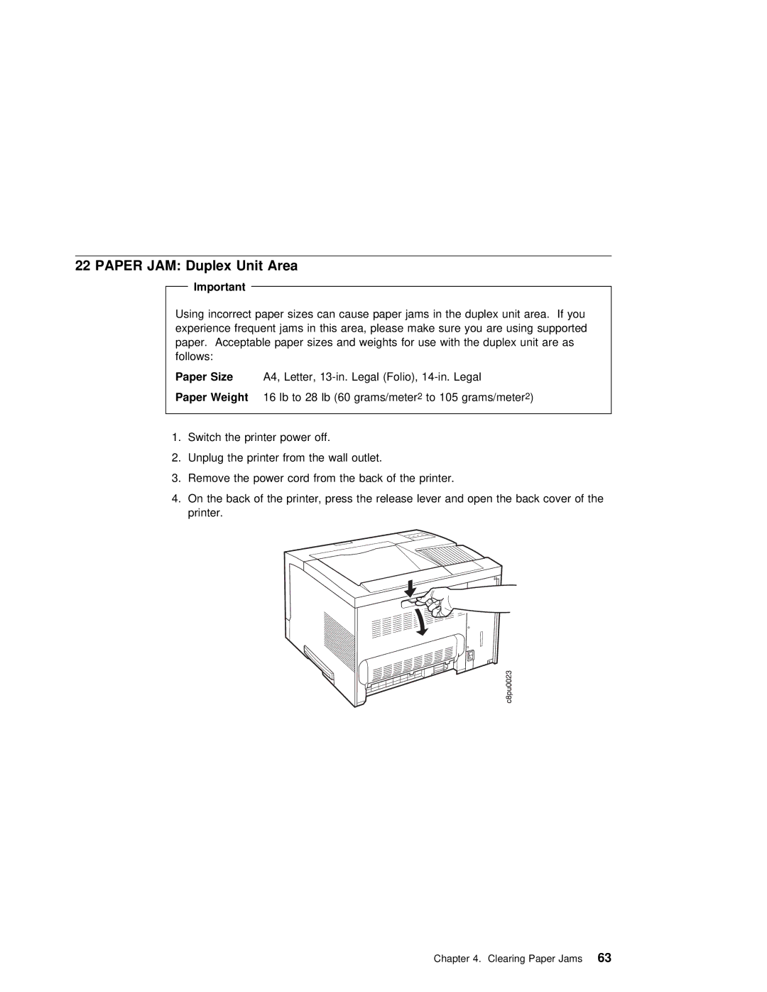 IBM S544-5343-03 manual Paper JAM Duplex Unit Area 