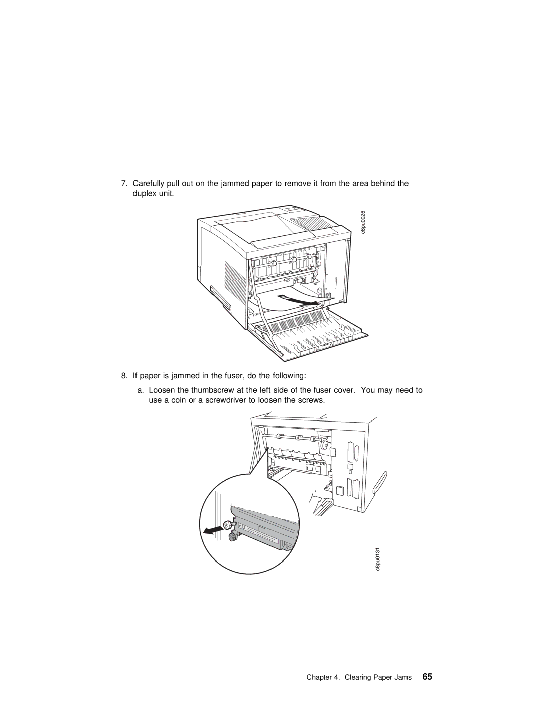 IBM S544-5343-03 manual Clearing Paper Jams65 