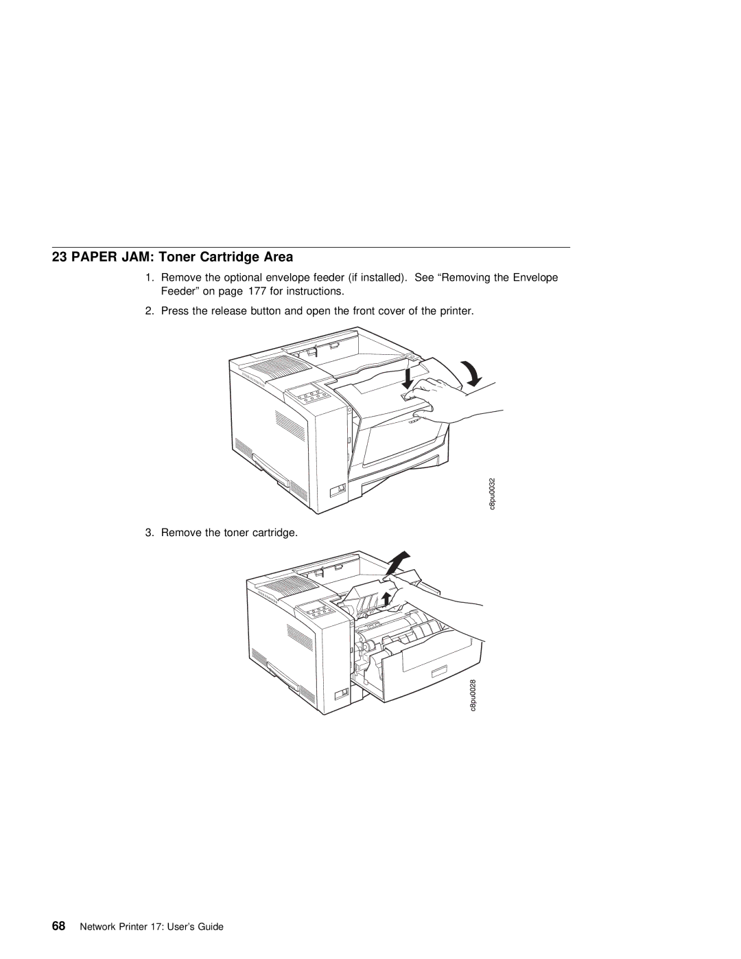 IBM S544-5343-03 manual Paper JAM Toner Cartridge Area 