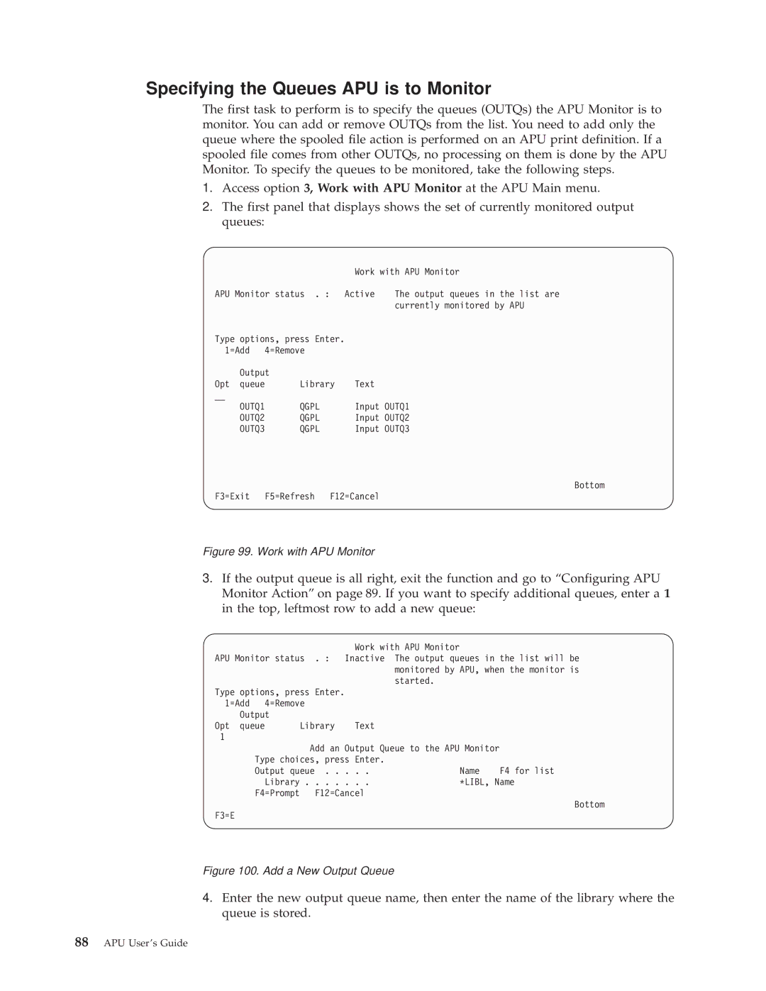 IBM S544-5351-03 manual Specifying the Queues APU is to Monitor, Qgpl 