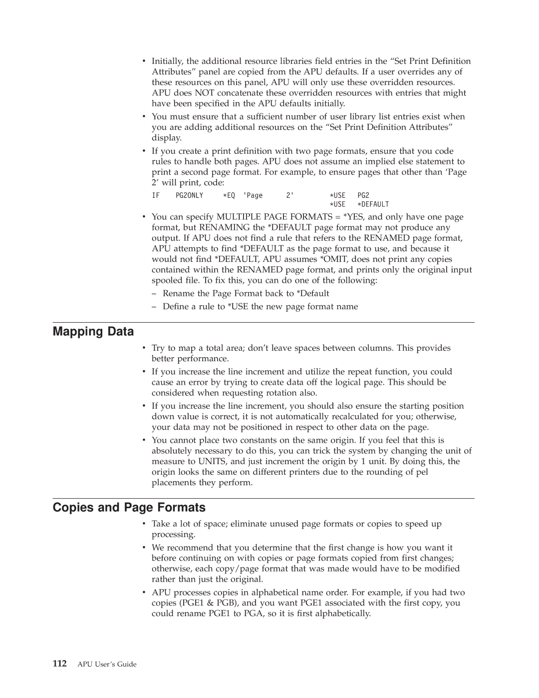 IBM S544-5351-03 manual Mapping Data, Copies and Page Formats 