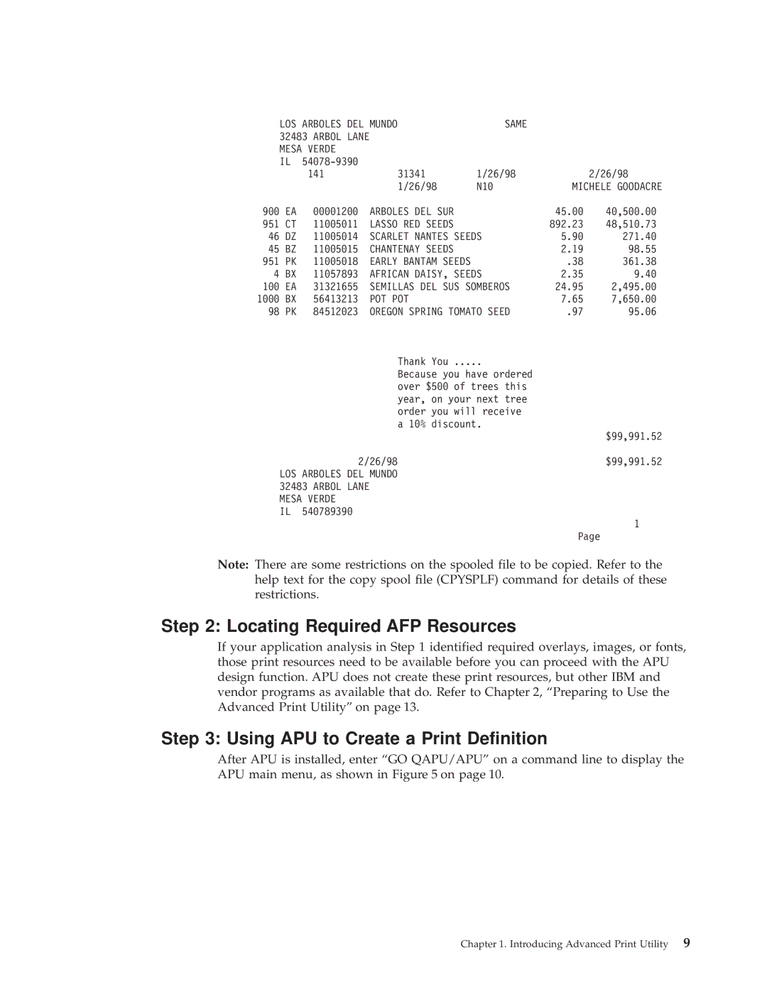 IBM S544-5351-03 manual Locating Required AFP Resources, Using APU to Create a Print Definition, Los, Chantenay Seeds 