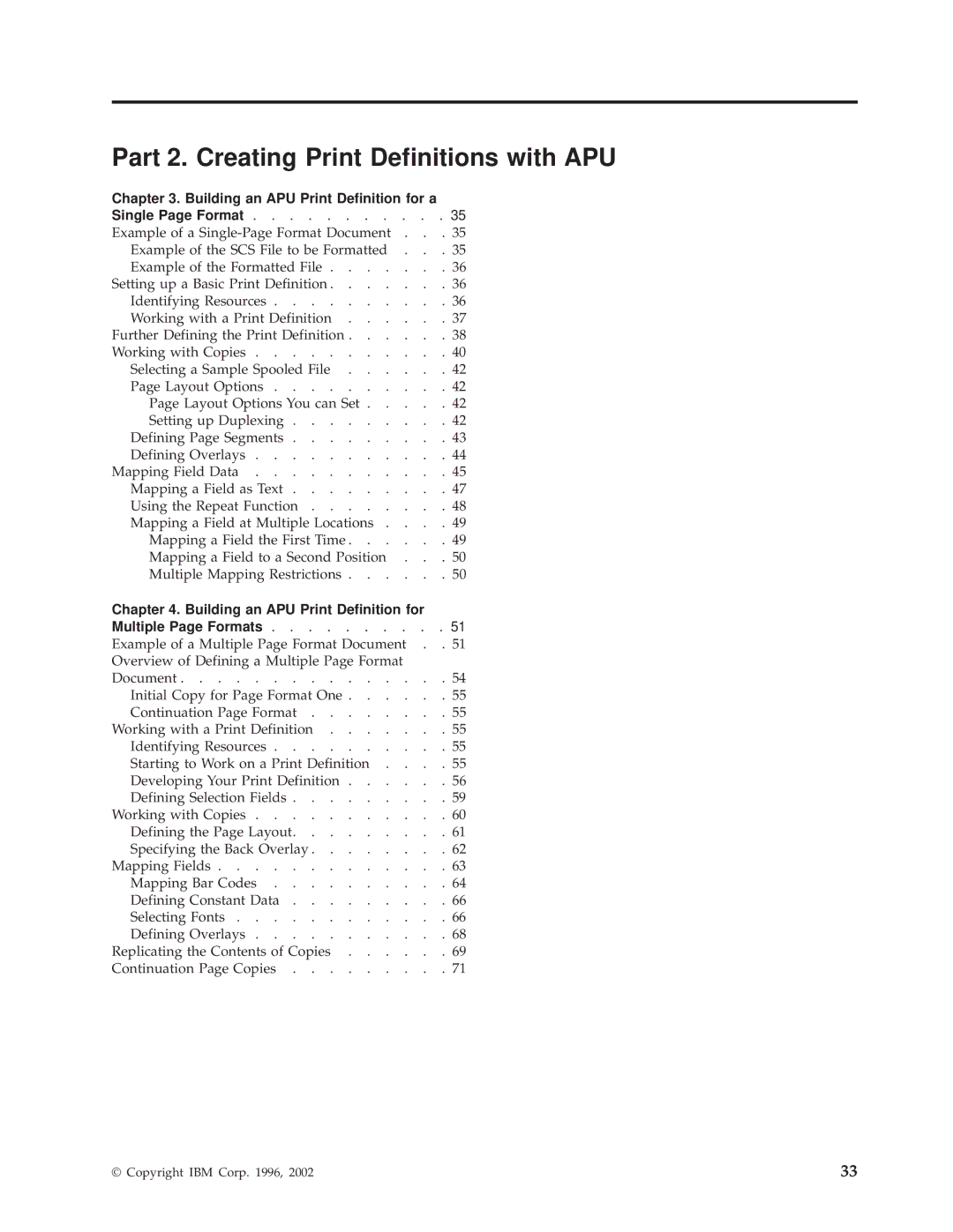 IBM S544-5351-03 Part 2. Creating Print Definitions with APU, Building an APU Print Definition for a Single Page Format 