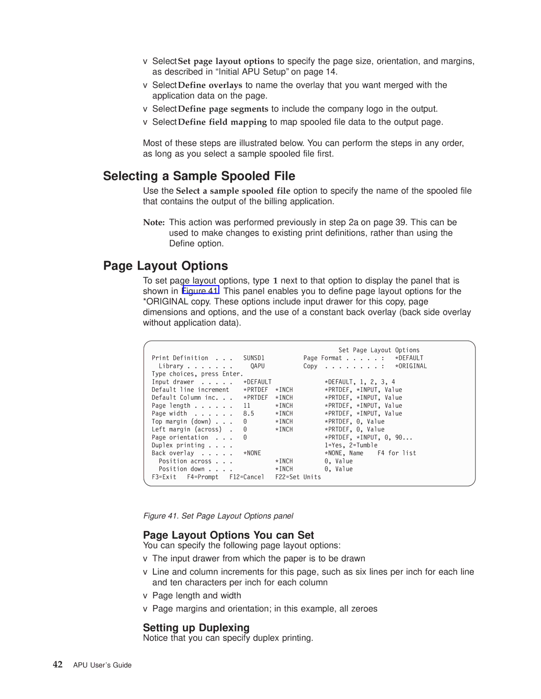 IBM S544-5351-03 manual Selecting a Sample Spooled File, Layout Options You can Set, Setting up Duplexing, None 