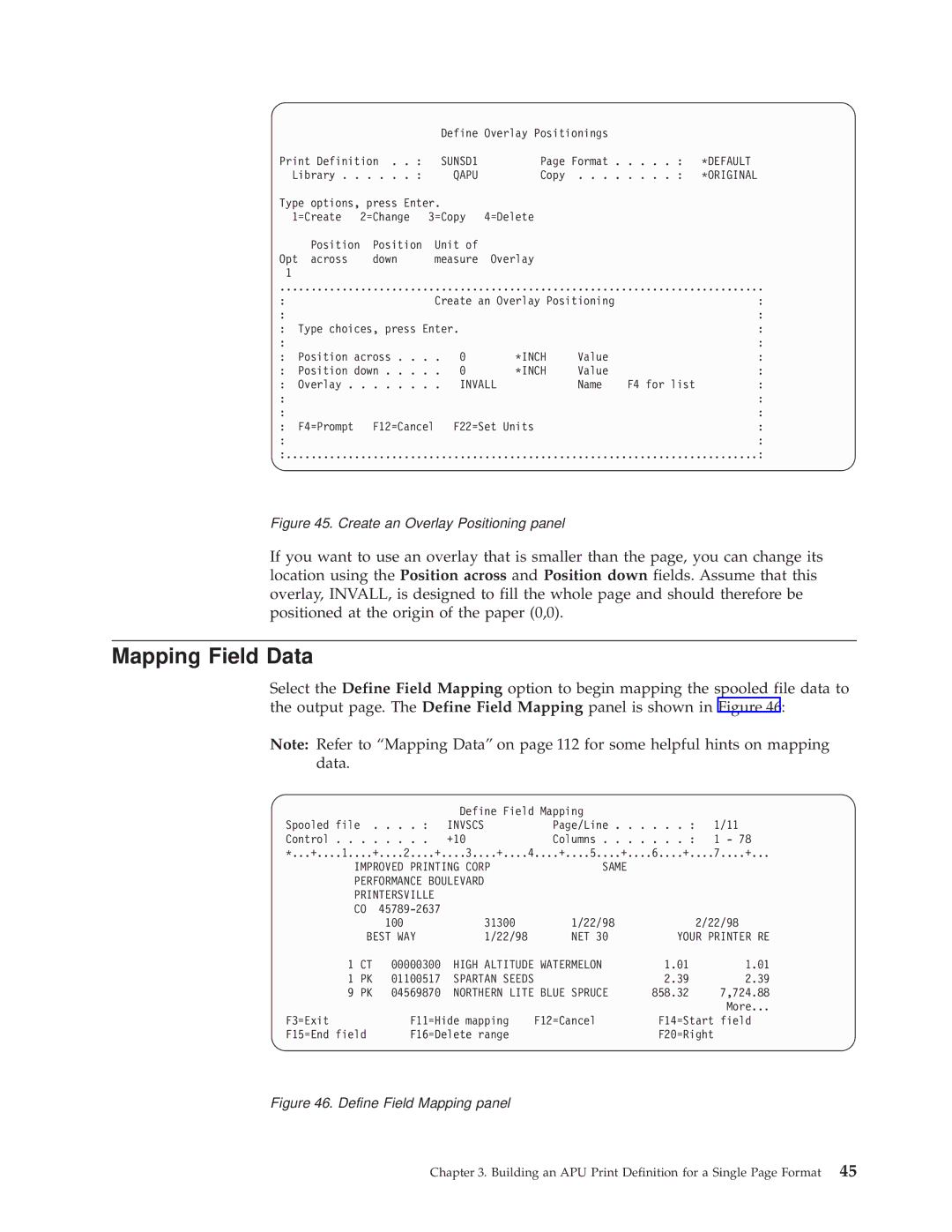 IBM S544-5351-03 manual Mapping Field Data, Invscs, Best WAY, Your Printer RE, Spartan Seeds 