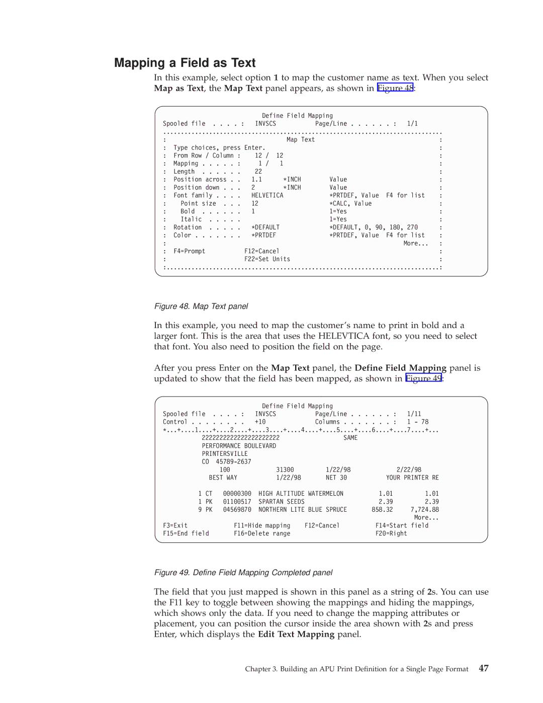 IBM S544-5351-03 manual Mapping a Field as Text, Same Performance Boulevard Printersville 