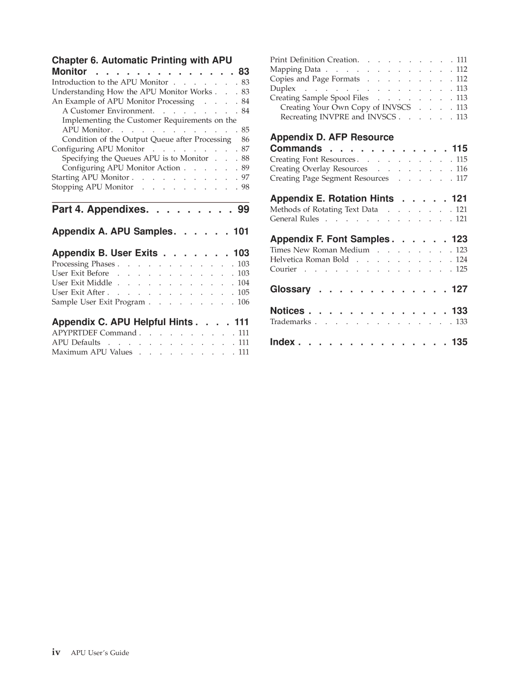 IBM S544-5351-03 manual Part 4. Appendixes, Automatic Printing with APU Monitor 