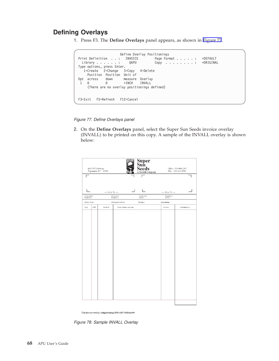 IBM S544-5351-03 manual Define Overlays panel 