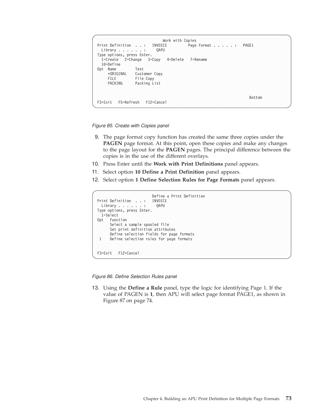 IBM S544-5351-03 manual Create with Copies panel, Packing 