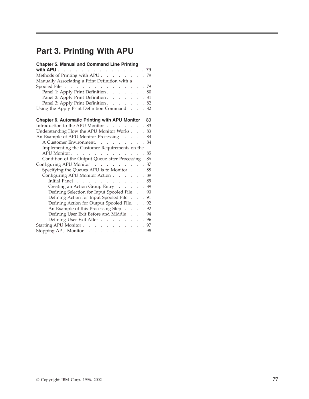 IBM S544-5351-03 manual Part 3. Printing With APU, Manual and Command Line Printing 