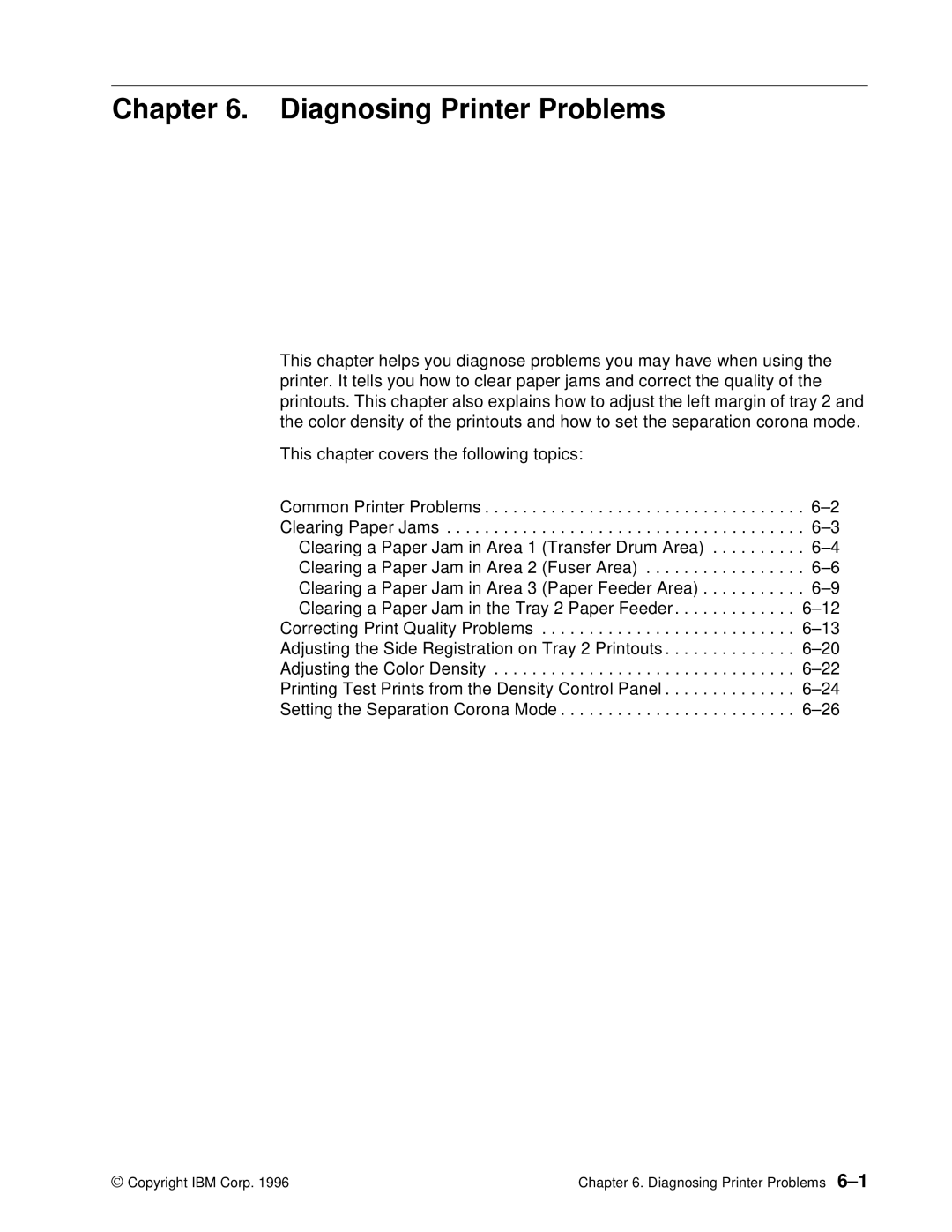 IBM S544-5361-01 quick start Diagnosing Printer Problems 