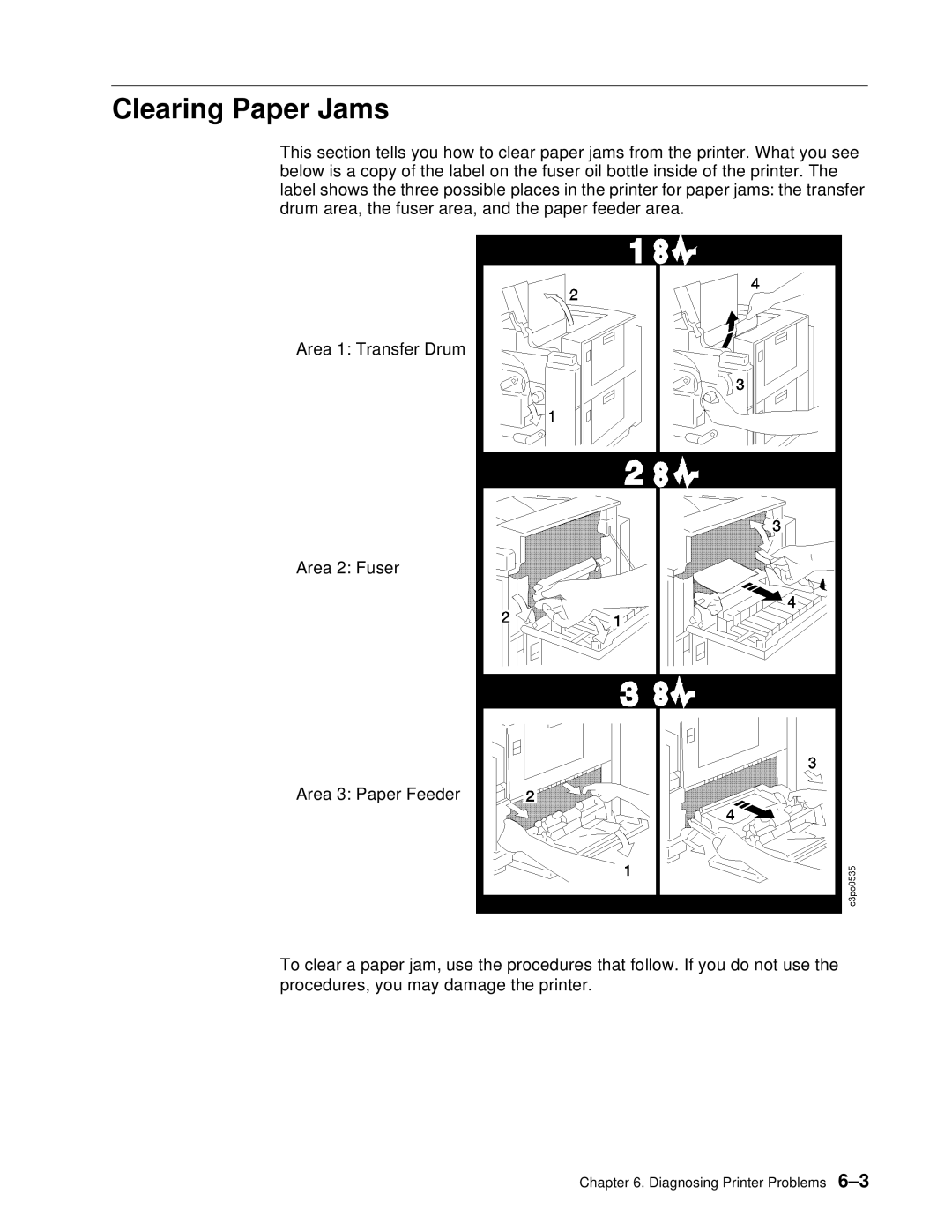 IBM S544-5361-01 quick start Clearing Paper Jams 