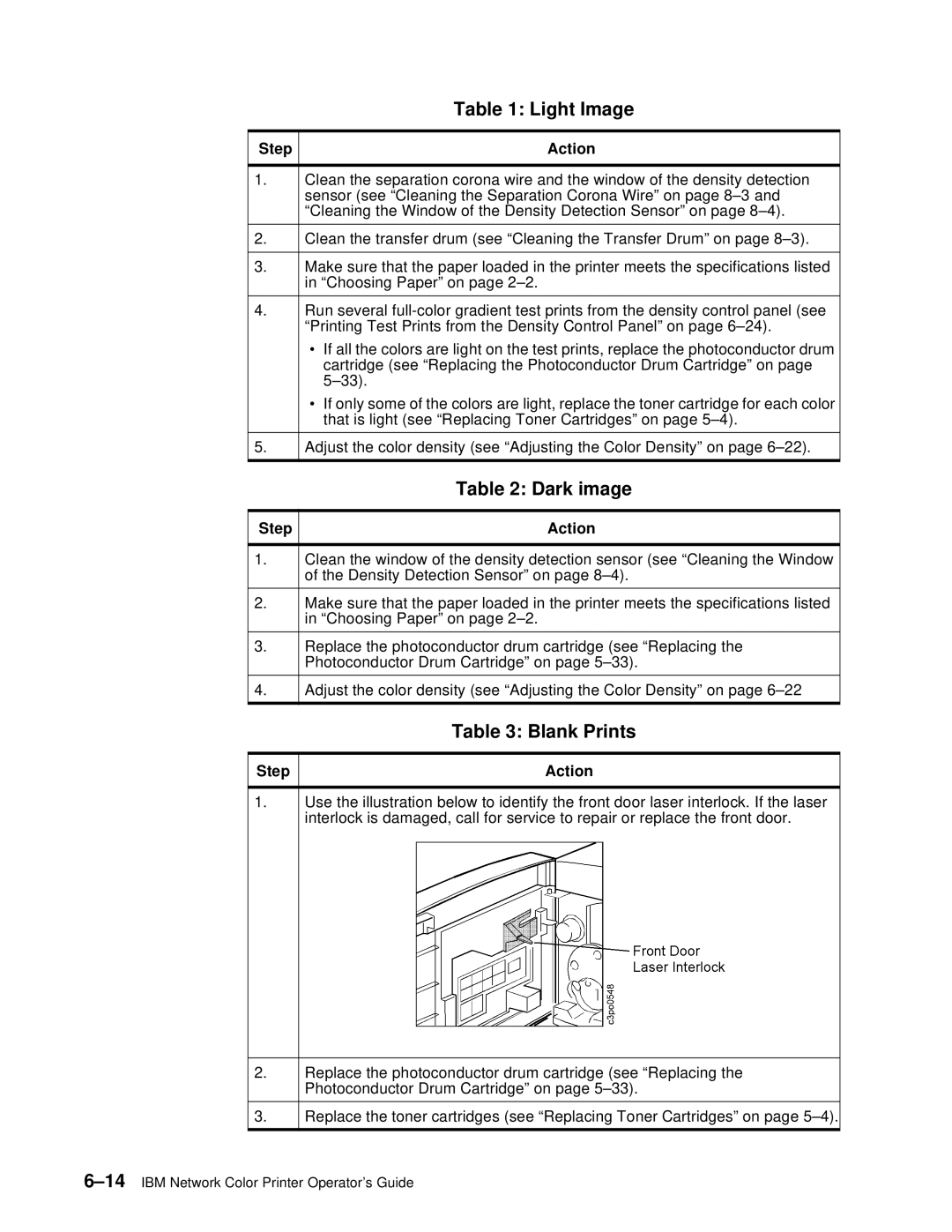 IBM S544-5361-01 quick start Light Image, Dark image, Blank Prints, Step Action 