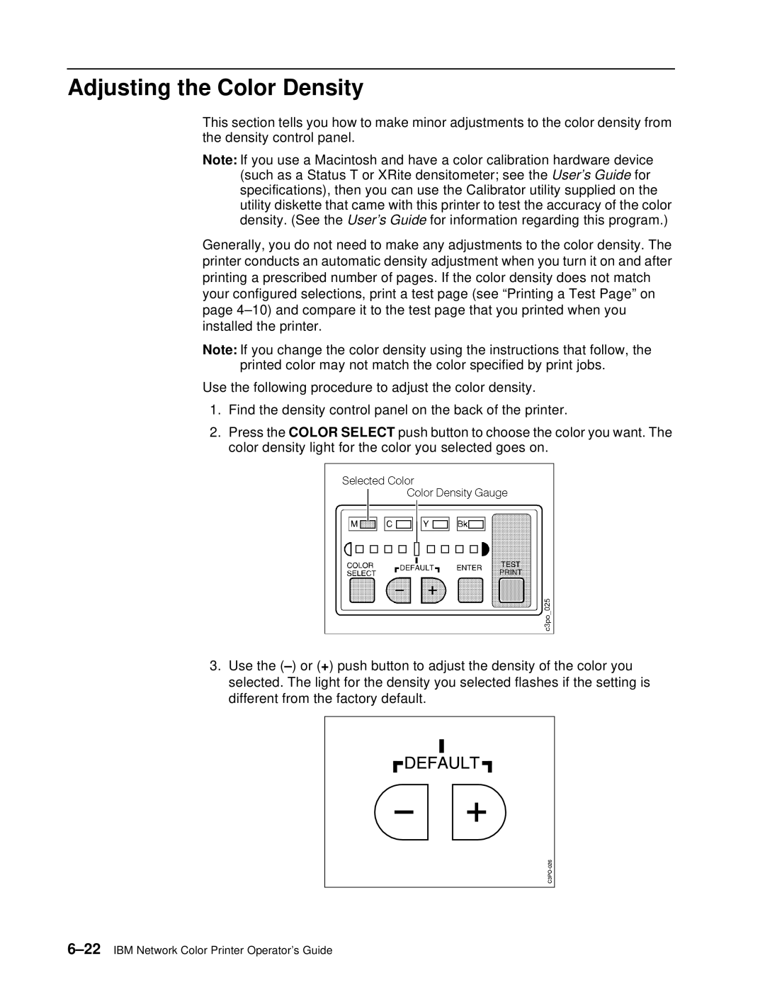 IBM S544-5361-01 quick start Adjusting the Color Density 