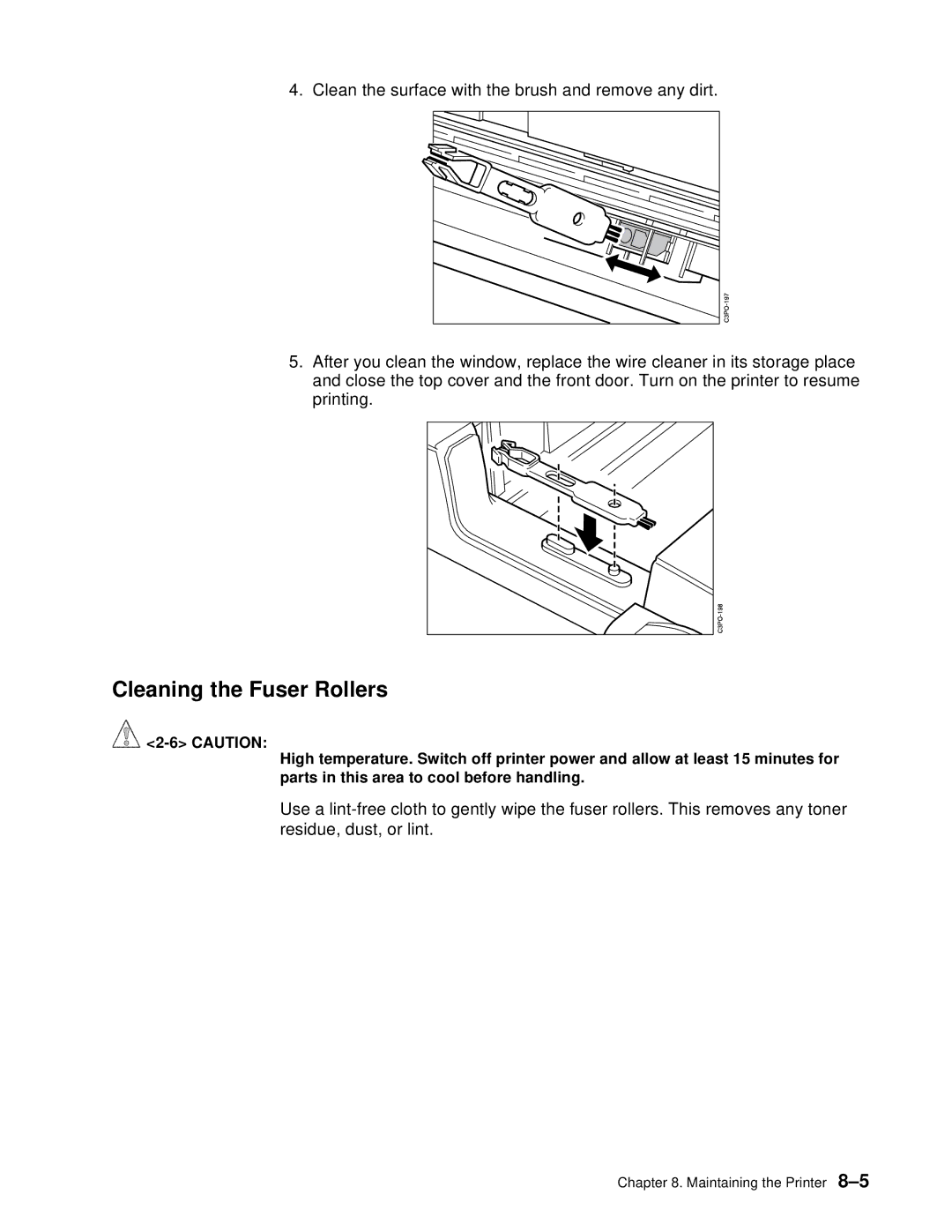 IBM S544-5361-01 quick start Cleaning the Fuser Rollers 