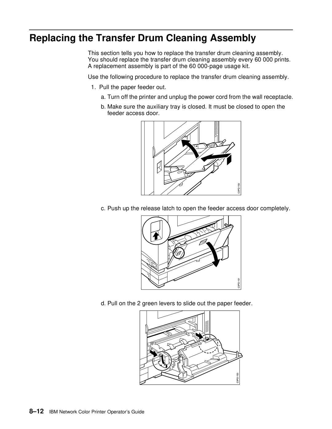 IBM S544-5361-01 quick start Replacing the Transfer Drum Cleaning Assembly 