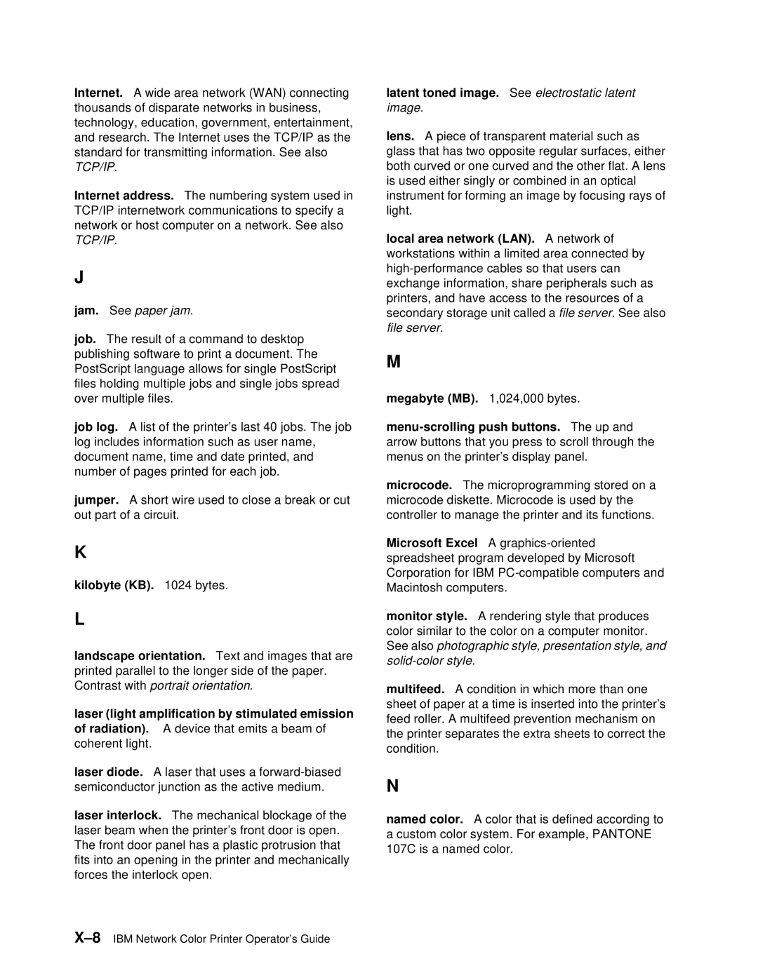 IBM S544-5361-01 quick start Kilobyte KB bytes, Laser light amplification by stimulated emission 