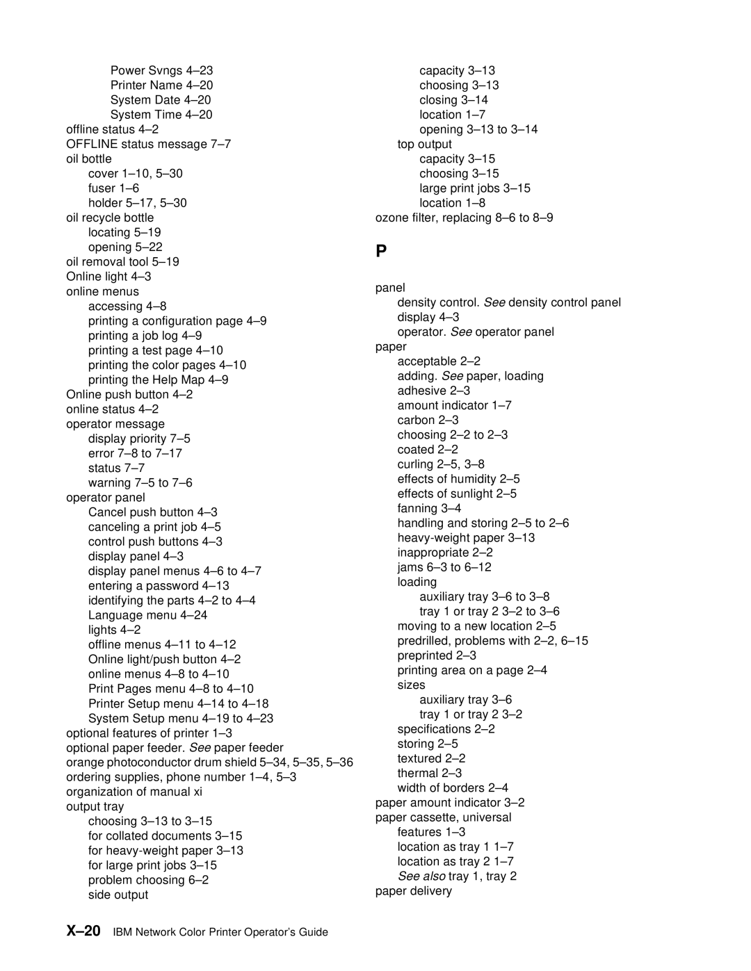 IBM S544-5361-01 quick start 20IBM Network Color Printer Operator’s Guide 