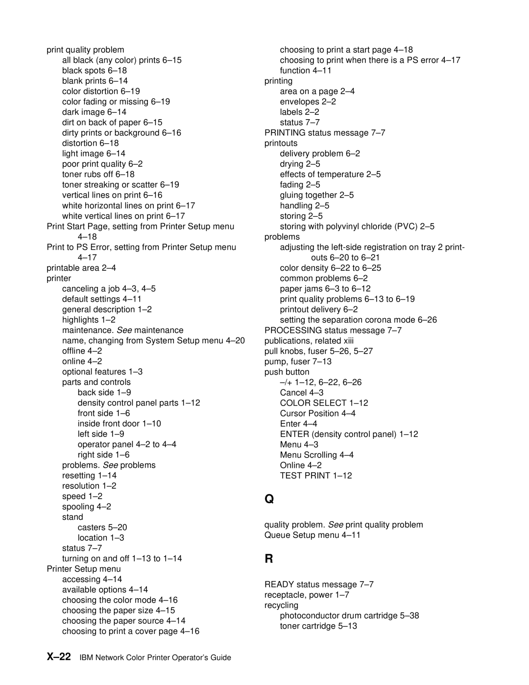 IBM S544-5361-01 quick start 22IBM Network Color Printer Operator’s Guide 