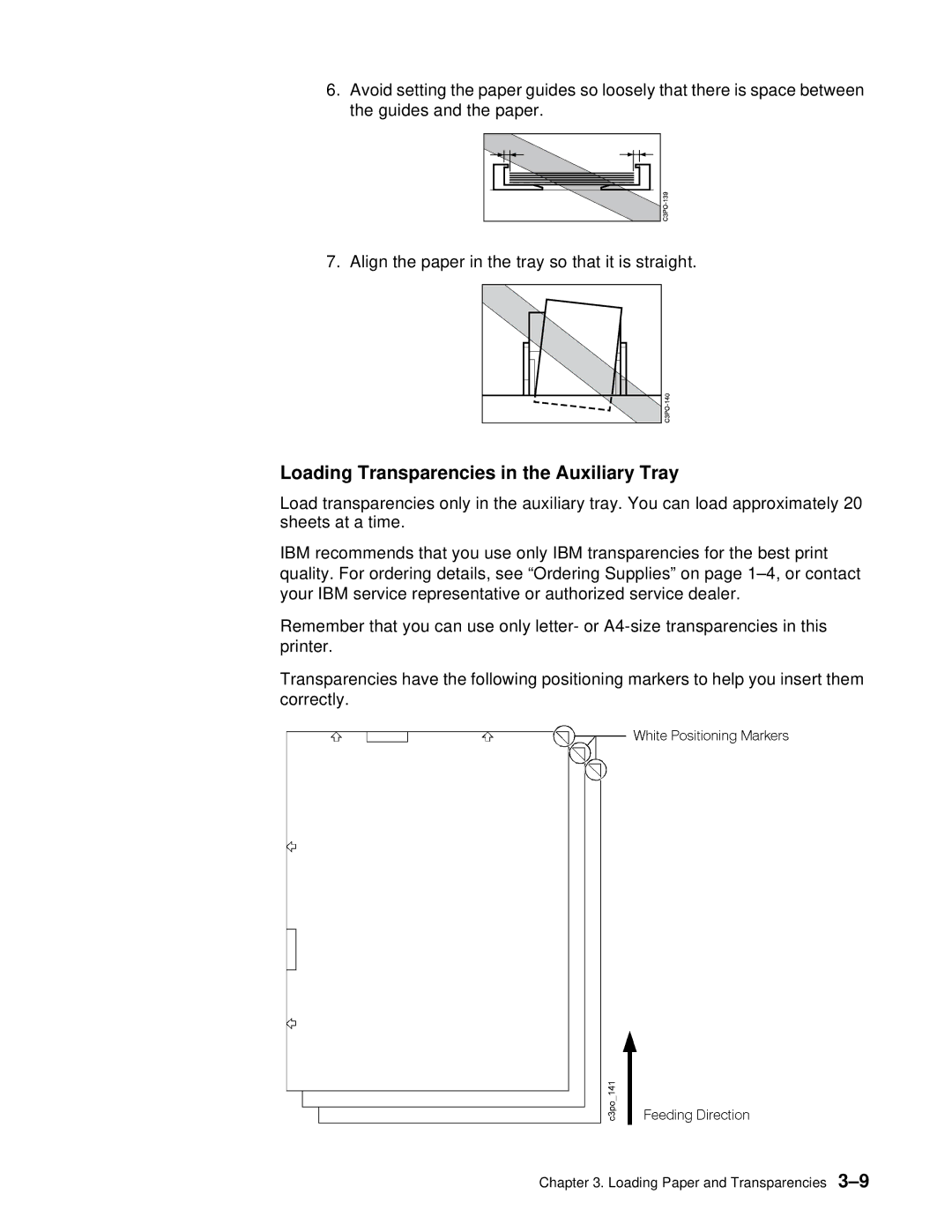 IBM S544-5361-01 quick start Loading Transparencies in the Auxiliary Tray 