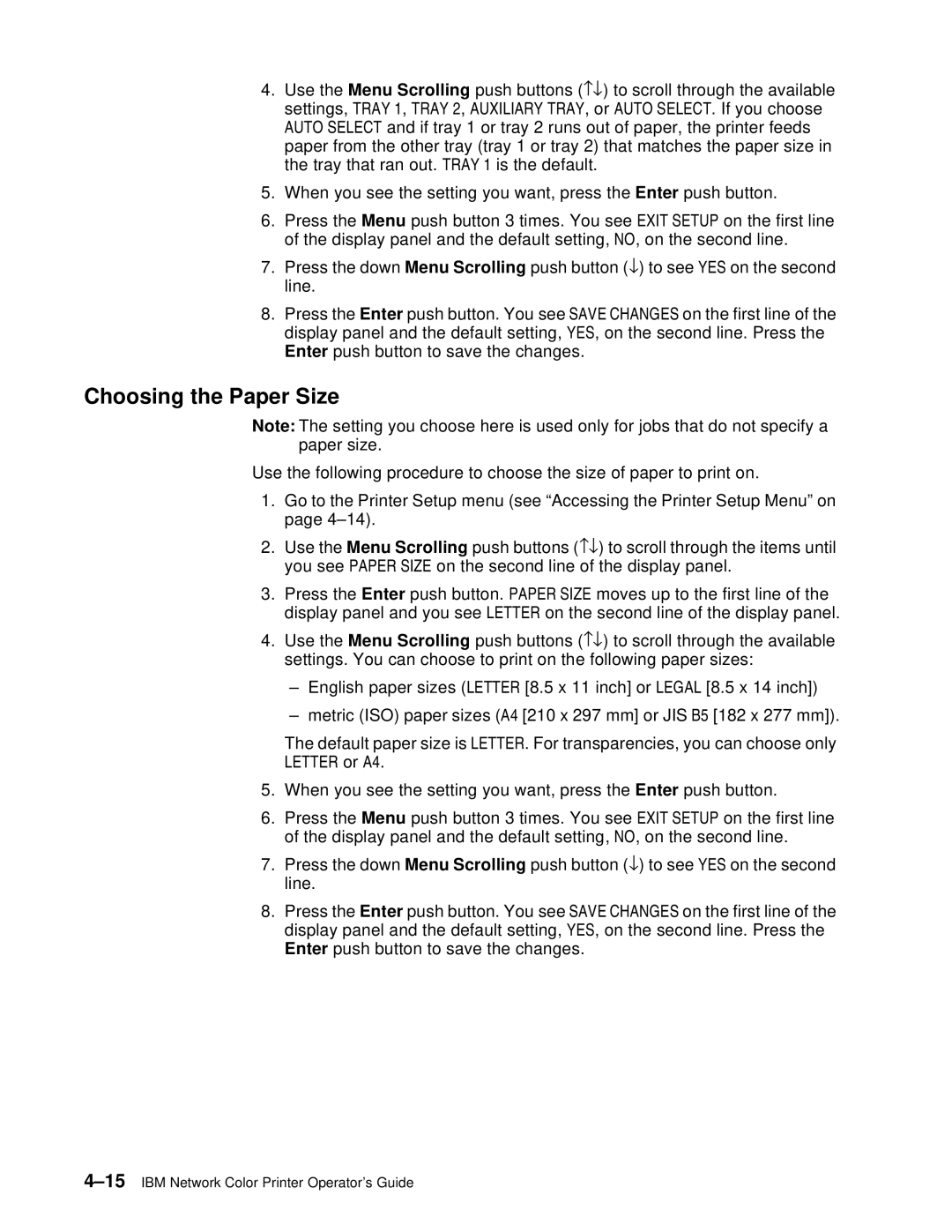 IBM S544-5361-01 quick start Choosing the Paper Size 