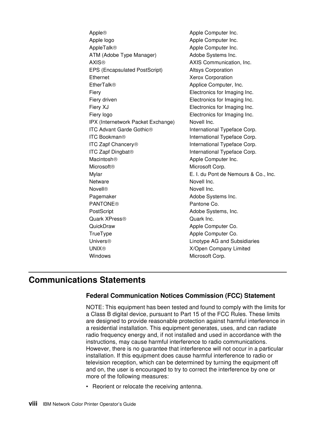 IBM S544-5361-01 quick start Federal Communication Notices Commission FCC Statement, Axis, Pantone, Unix 