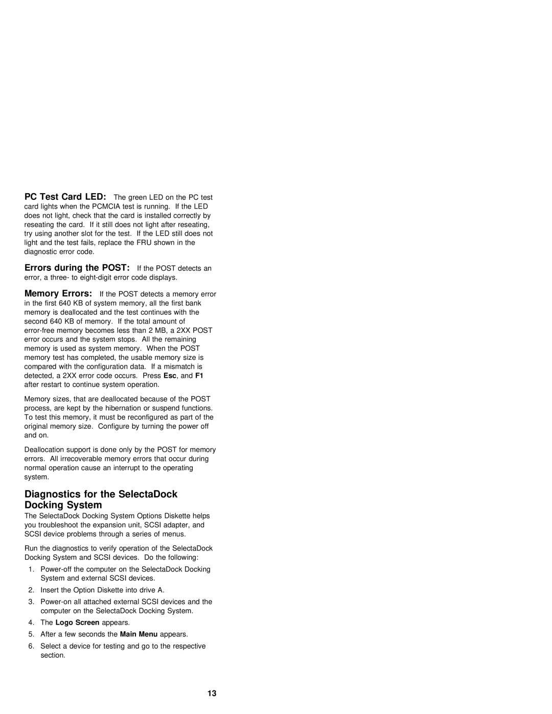 IBM S84H-4552-00 manual Diagnostics for the SelectaDock Docking System, TheLogo Screen 