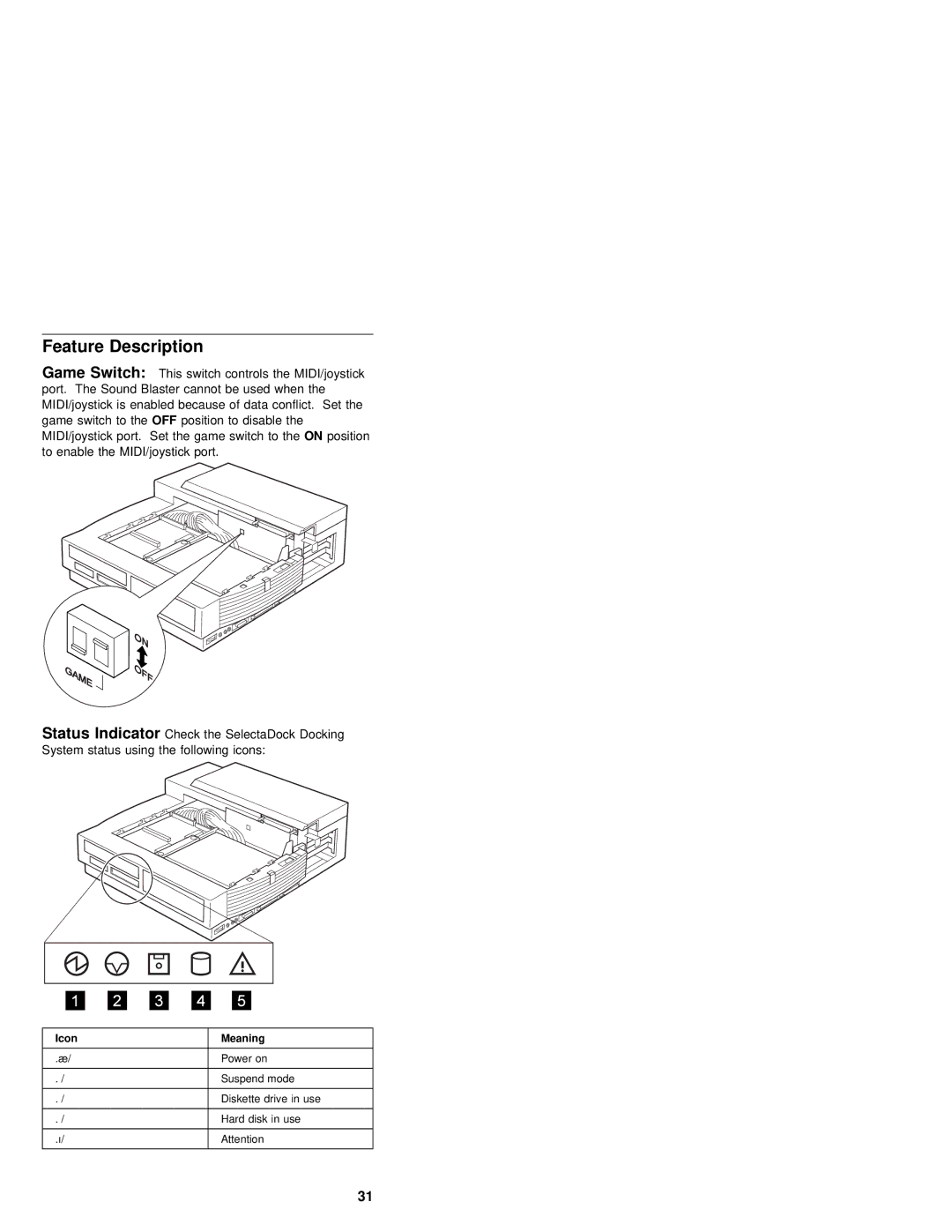 IBM S84H-4552-00 manual Feature Description, Game Switch 