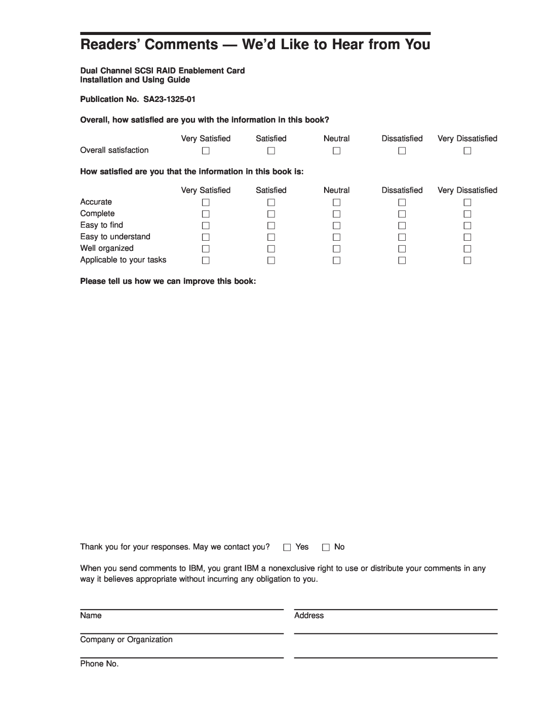 IBM SA23-1325-01 manual Readers’ Comments - We’d Like to Hear from You 