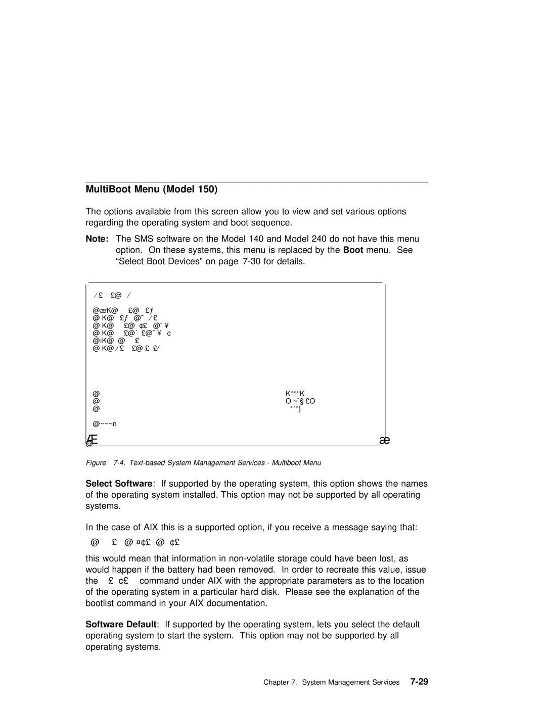 IBM SA38-0512-03 manual MultiBoot Menu Model, Software 