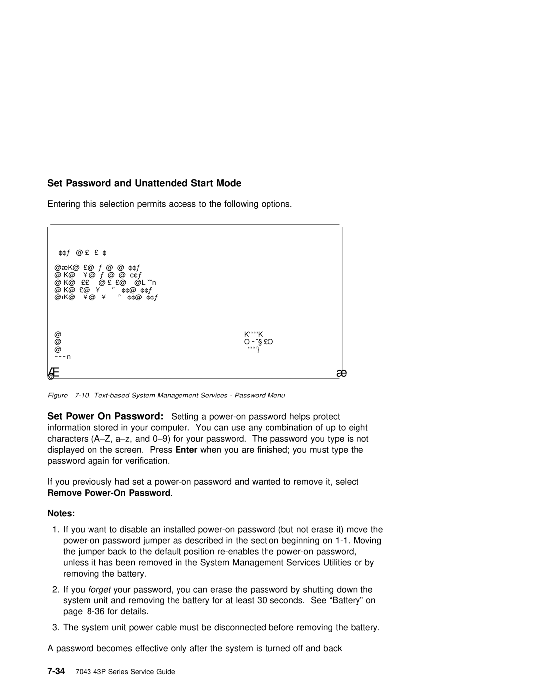 IBM SA38-0512-03 manual Set Password and Unattended Start Mode 