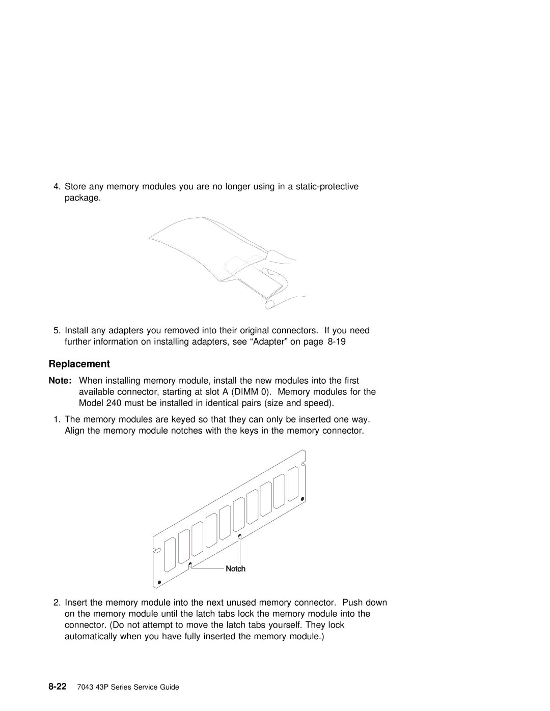 IBM SA38-0512-03 manual Memory Module Install 