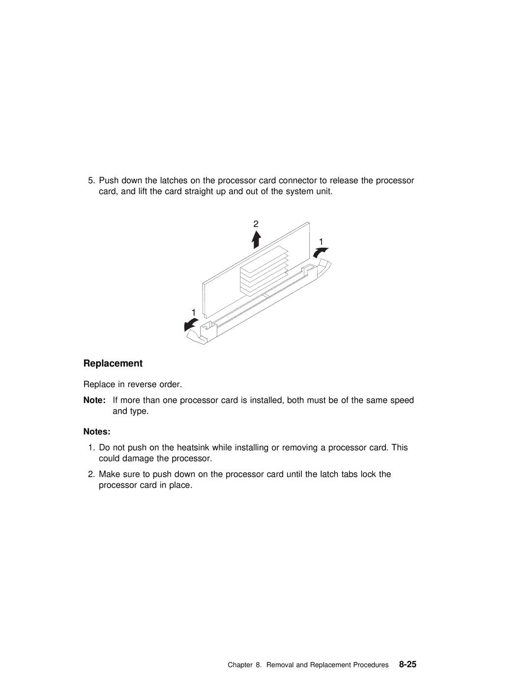 IBM SA38-0512-03 manual Removal and Replacement Procedures8-25 