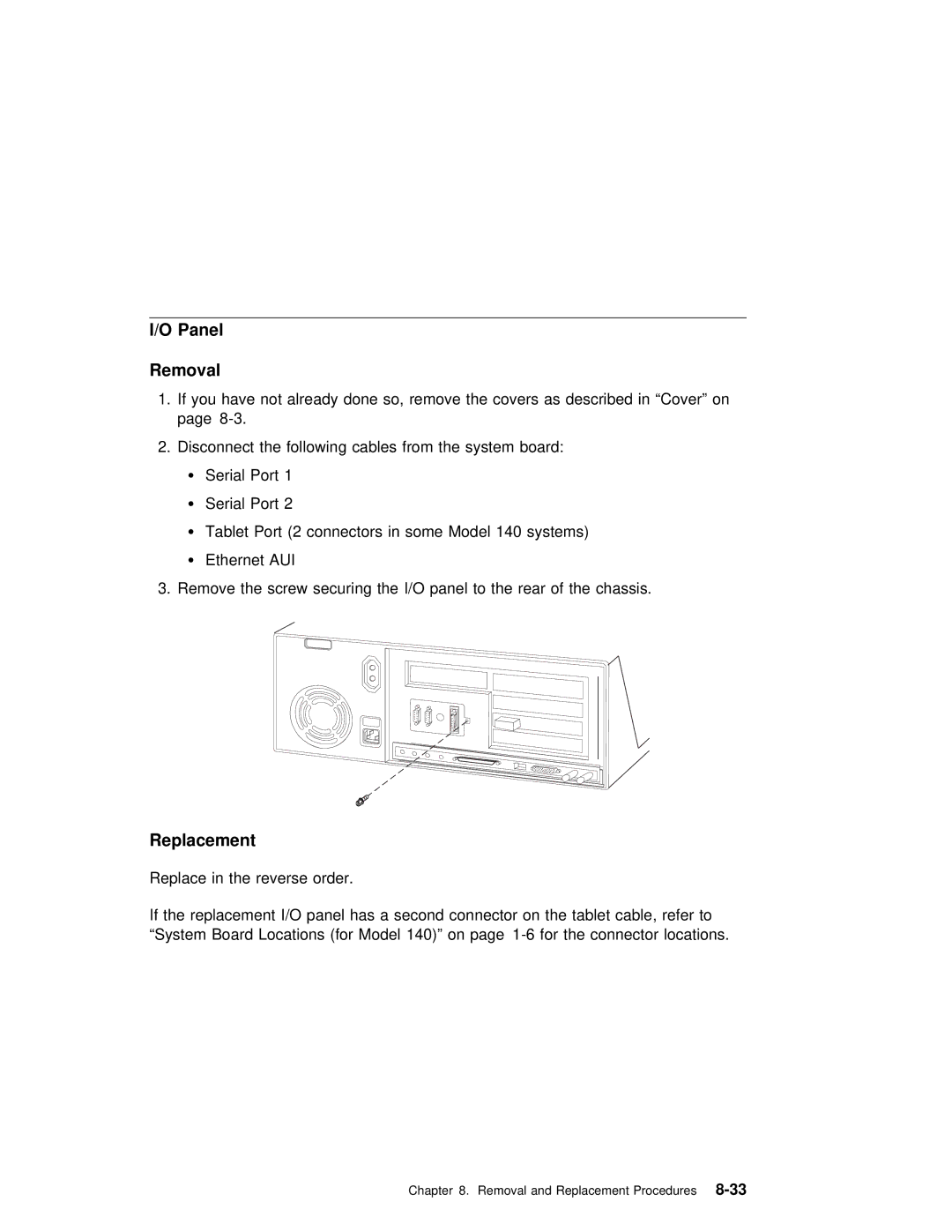 IBM SA38-0512-03 manual Panel Removal 