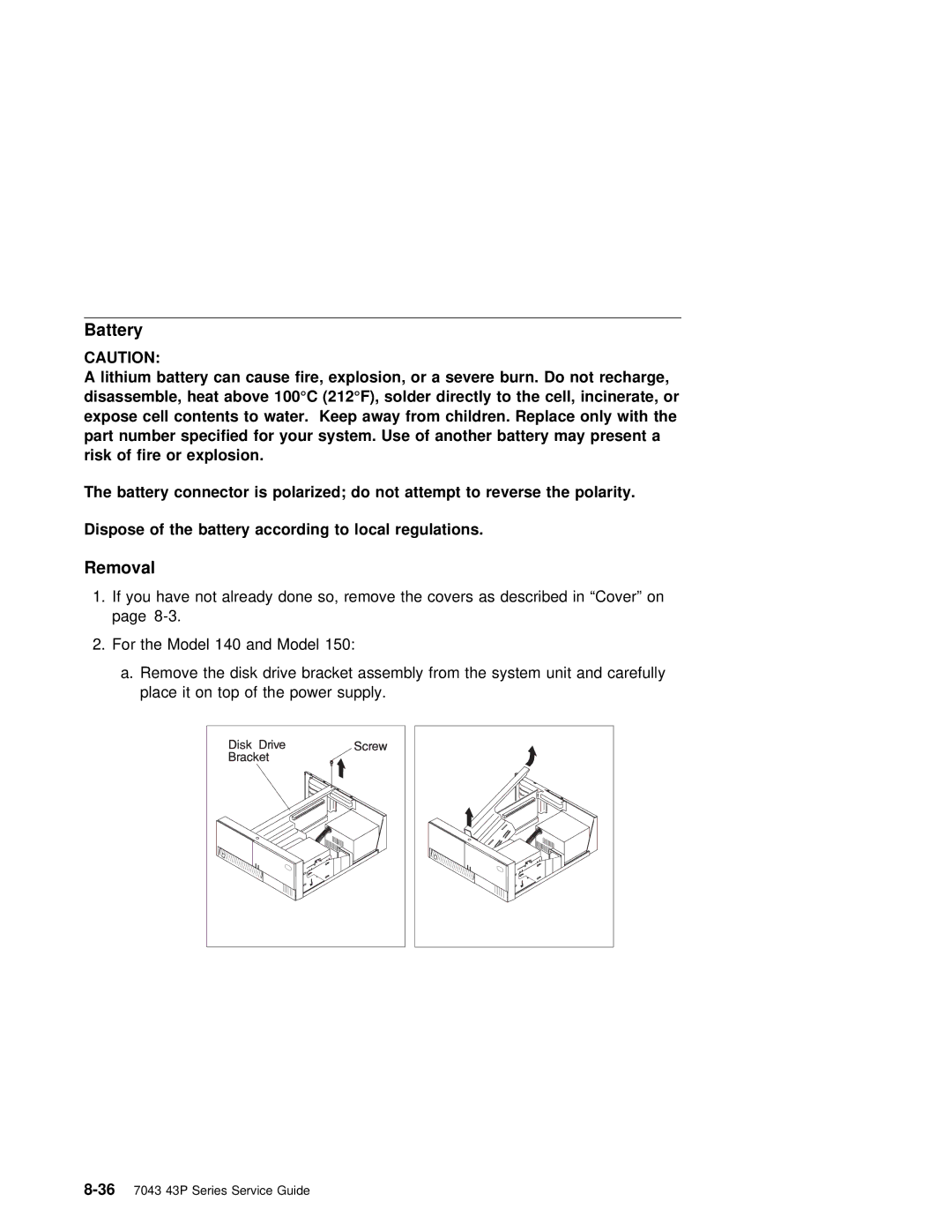 IBM SA38-0512-03 manual Battery 